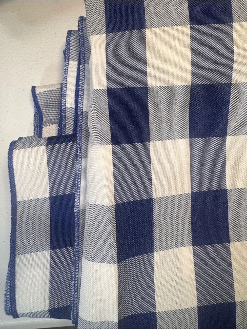 Blue White Gingham Check Tablecloth 58x100 NWOT